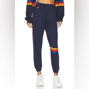 Aviator Nation Rainbow Stitch Sweatpants in Navy - XS